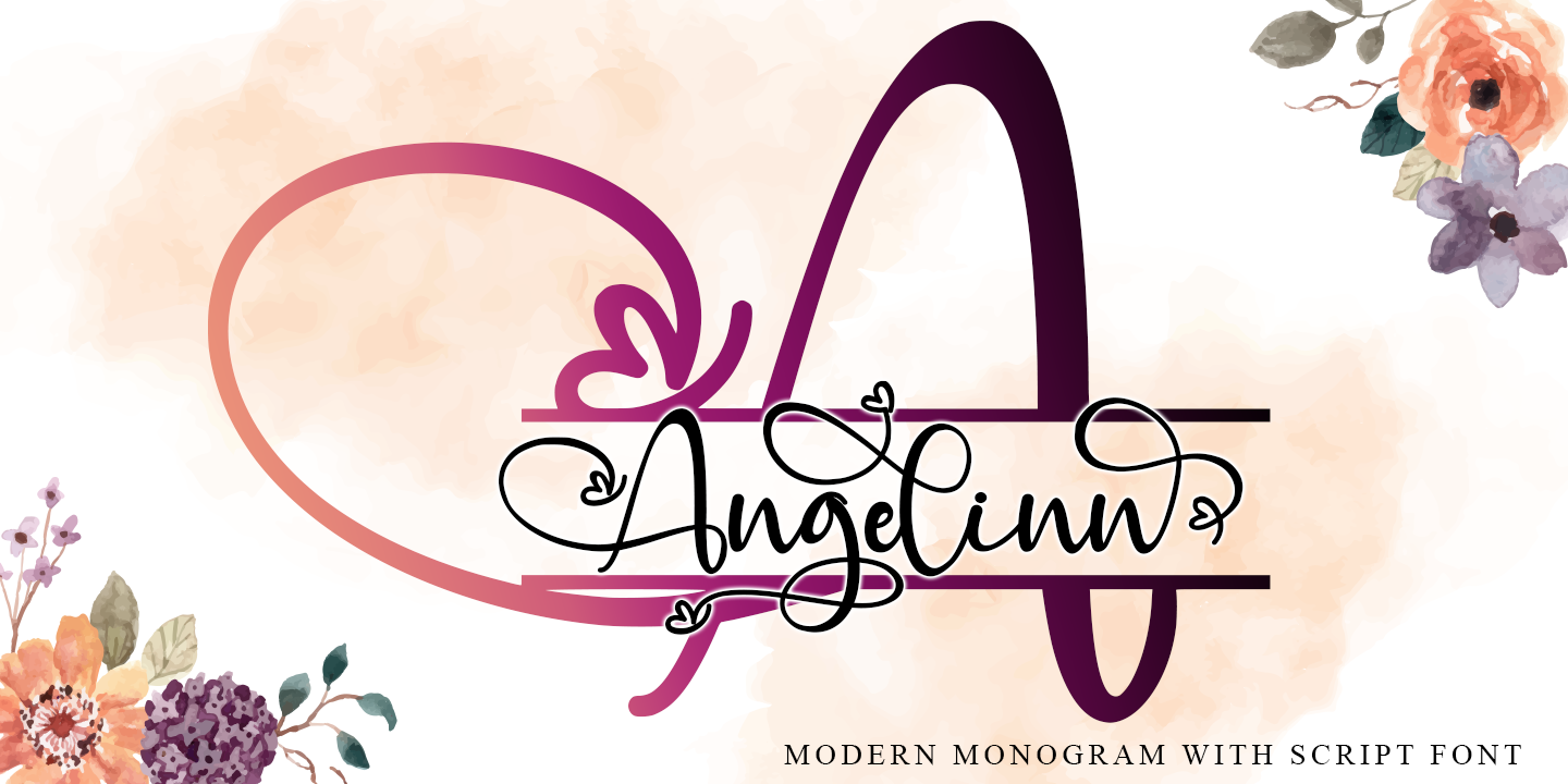 Przykład czcionki Angelynn Monogram